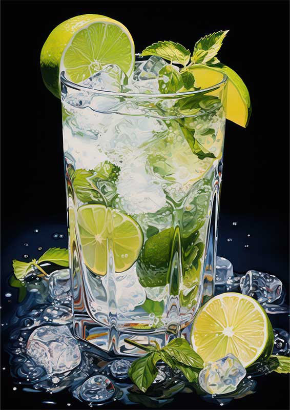 Zenith Zest water and lime cocktail drink | Metal Poster
