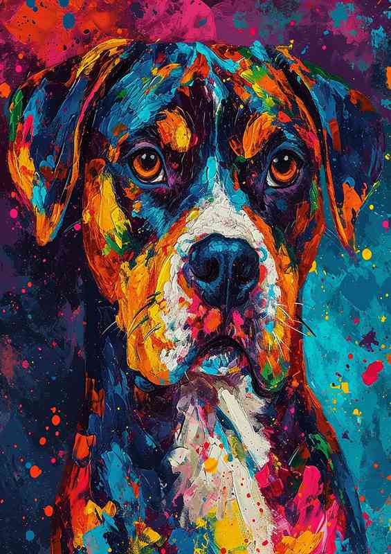 Rotwiler painted dog splash art style | Metal Poster