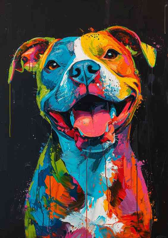The pit bull in a wonderful splash art colour | Metal Poster