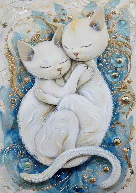 Two cats Hugging with their tails | Metal Poster