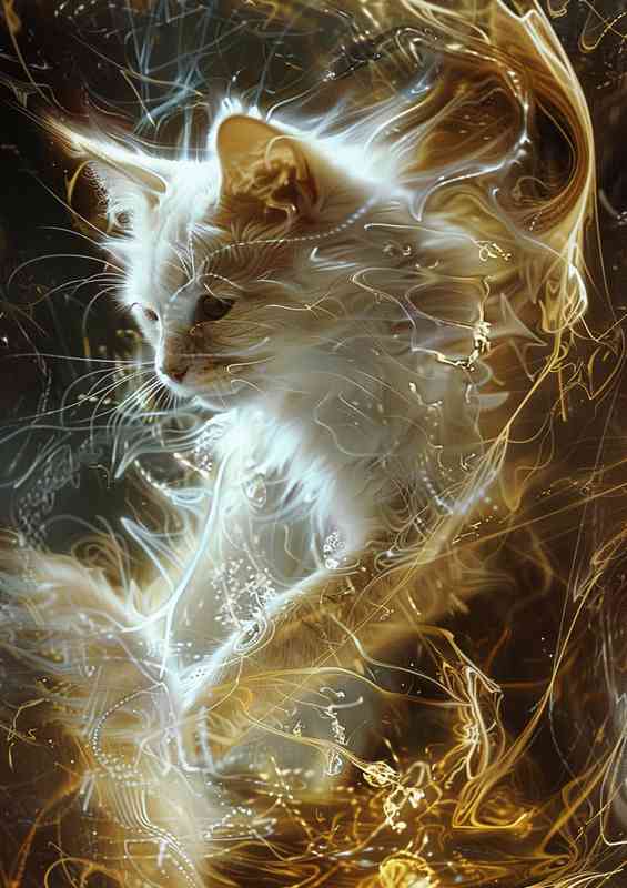 White and gold Cat | Metal Poster