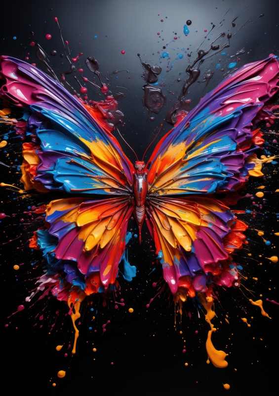 Coloureed Butterfly with dark background | Metal Poster
