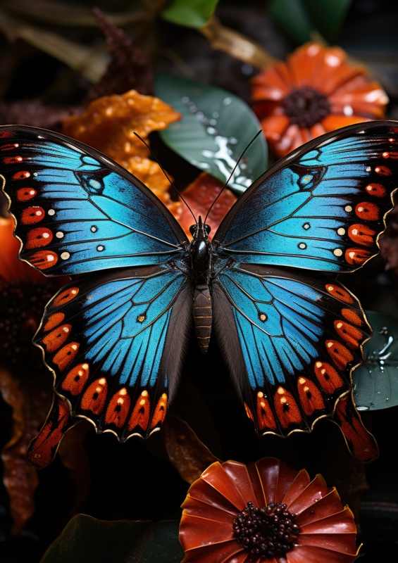 Magestic coloures blues butterfly | Metal Poster