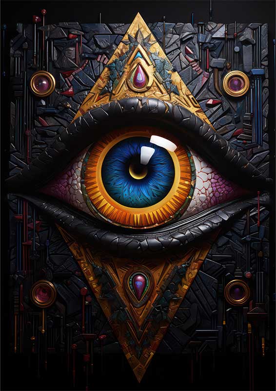 Abstract Chroma all seeing eye painting | Metal Poster
