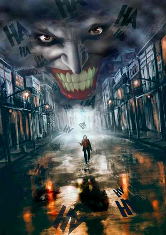 Joker down the street | Metal Poster