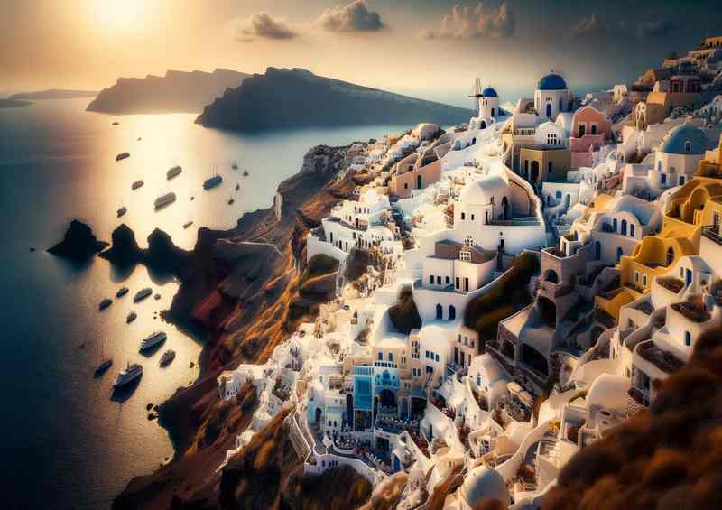 Aegeans White Beauty Santorini Greece | Metal Poster