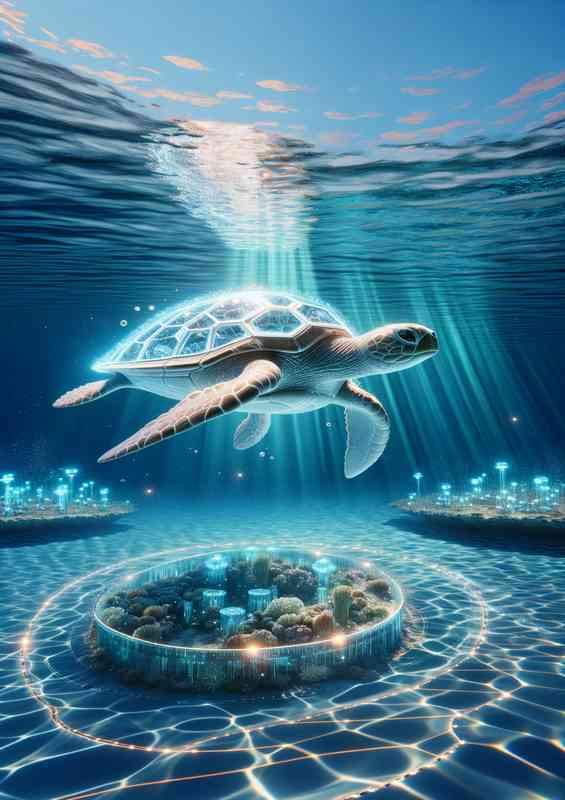 Bio engineered turtle with a crystalline shell | Metal Poster