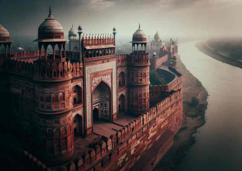 India Red Sandstone Fortress Metal Poster - Agra Fort