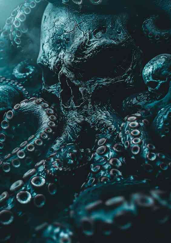 Octopus with tentacles dark sea | Metal Poster