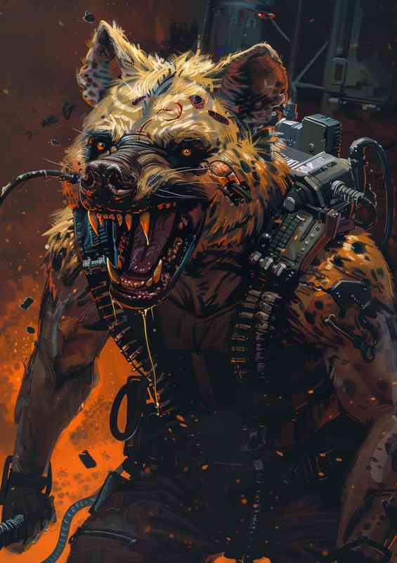 Angry Hyena with strong arms and large teeth | Metal Poster