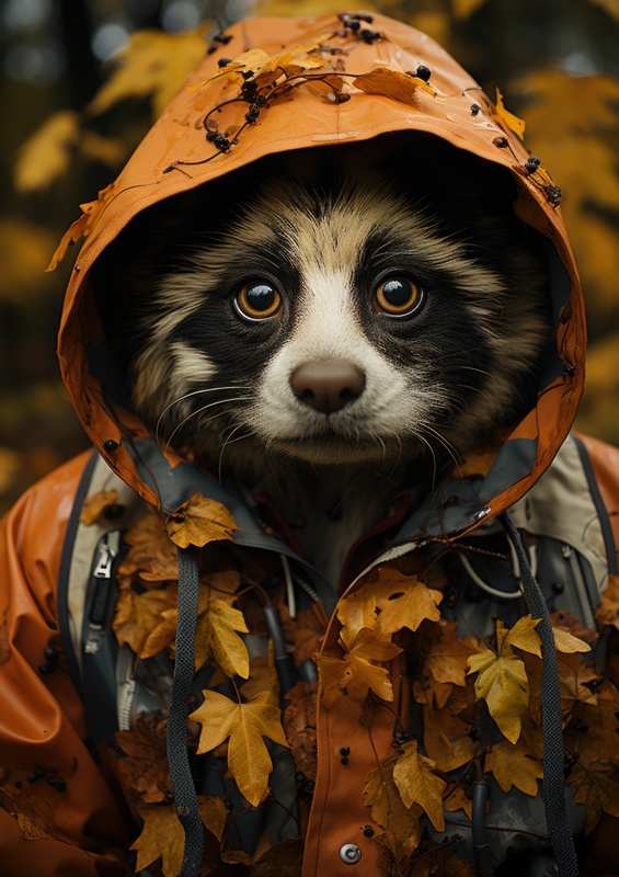 Gerry the Raccon in a winter coat | Metal Poster