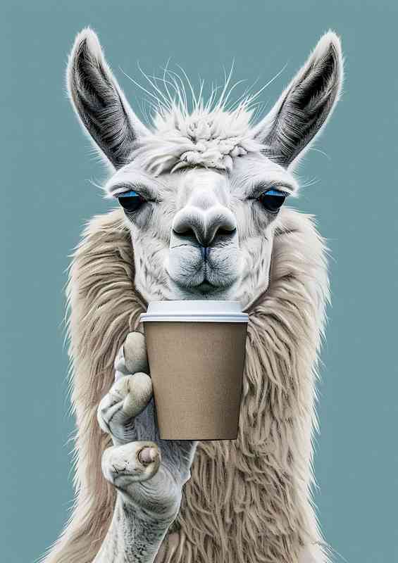 Llama and a coffee to go | Metal Poster