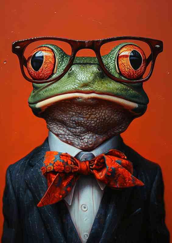 Marcus the frog wearing glasses realisum | Metal Poster
