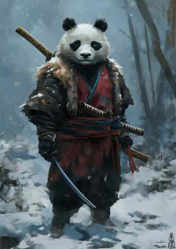 Panda bear with his swords | Metal Poster