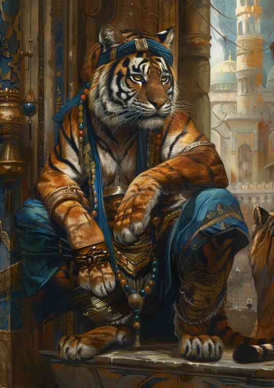 The Tiger in a crouch postion | Metal Poster