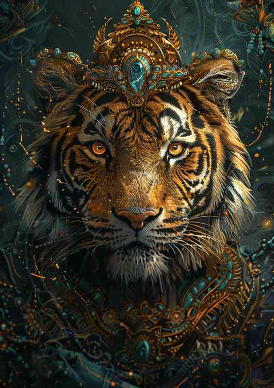 Tiger with a crown | Metal Poster