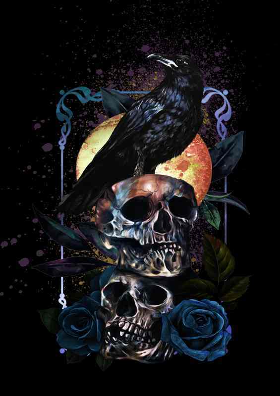 The crow skull and rose | Metal Poster