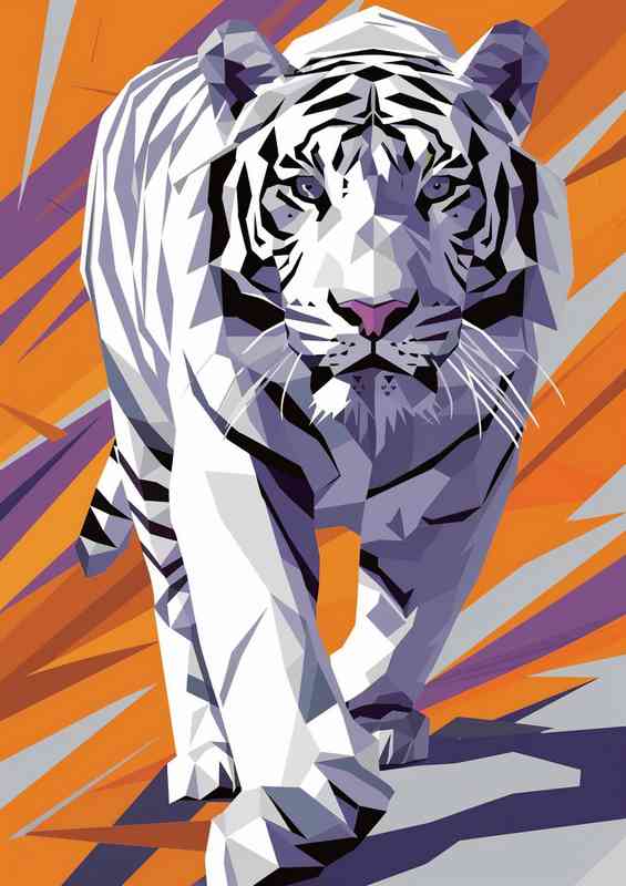 Abstract white Tiger vector | Metal Poster