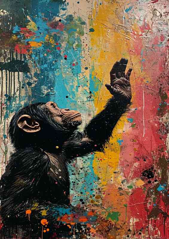 Banksy style street monkey art | Metal Poster