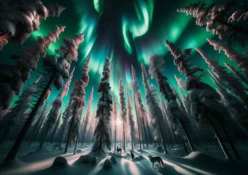 Aurora Forest Polar Enchantment Trees | Metal Poster
