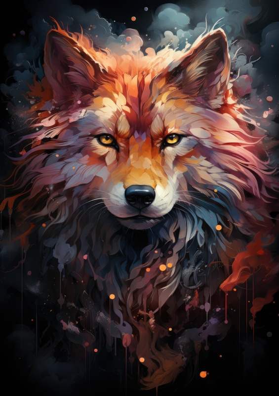 Beautiful wolf in purple tones | Metal Poster