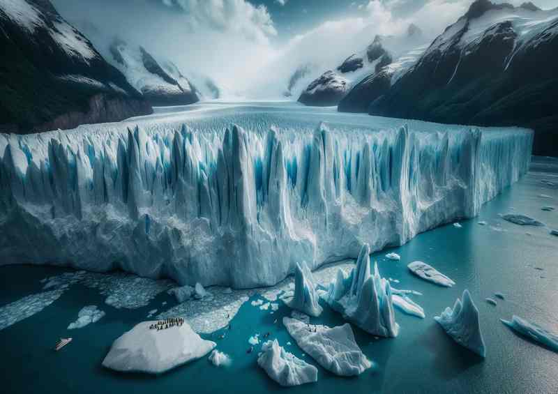 Aysén Glacier Metal Poster | Towering Ice Walls & Blue Waters
