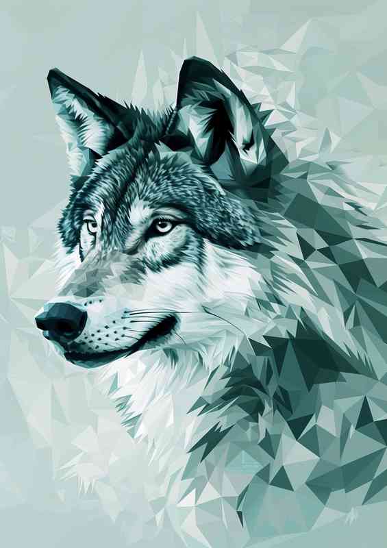 Mixed Geometric wolf design | Metal Poster