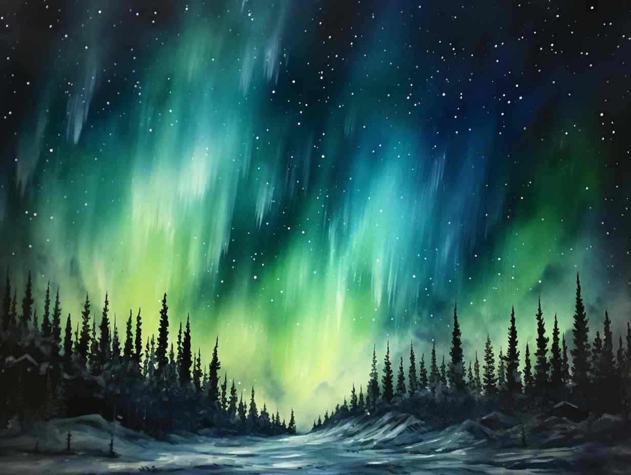 Auroras Canvas Riverbanks Starry Euphony | Metal Poster