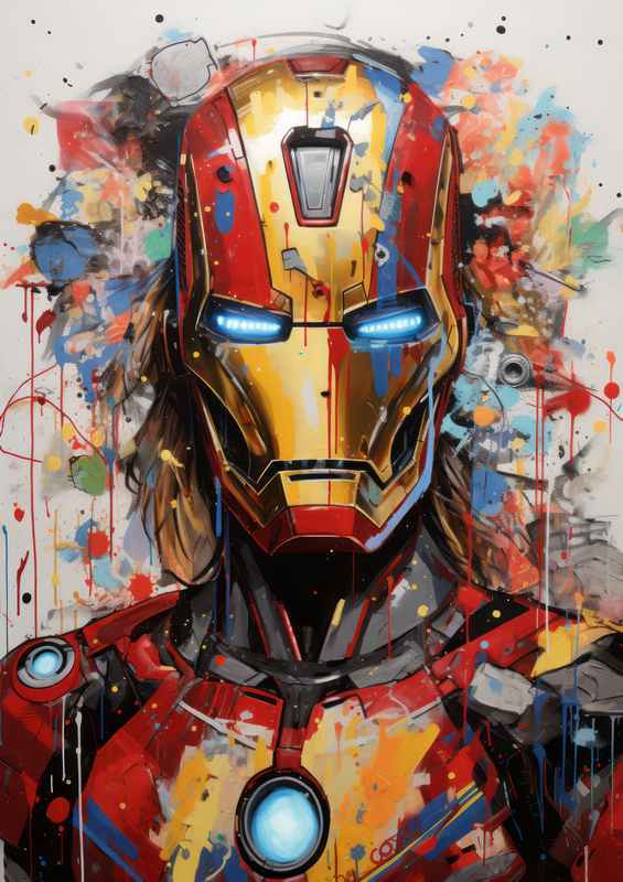 Iron Man colourful splash art style | Metal Poster