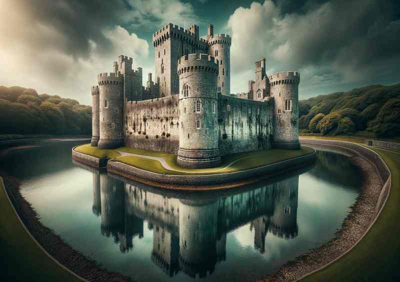 Beaumaris Castle Anglesey Moat Reflective Charm | Metal Poster