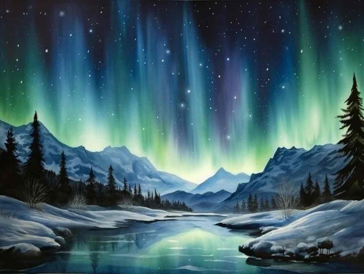 Rivers Reflections Northern Lights Hypnotic Glow | Metal Poster