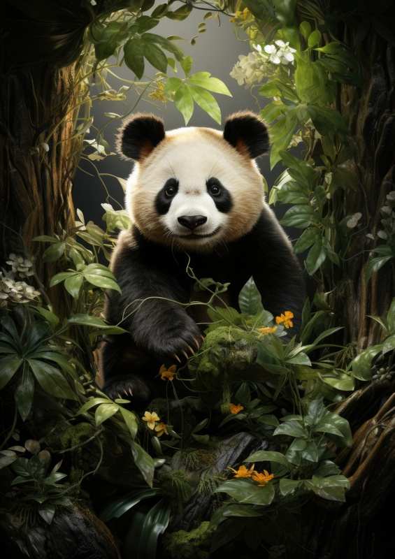 Panda Bear in the jungle | Metal Poster