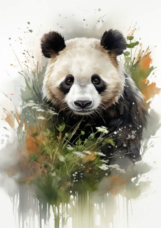 Panda painted art | Metal Poster