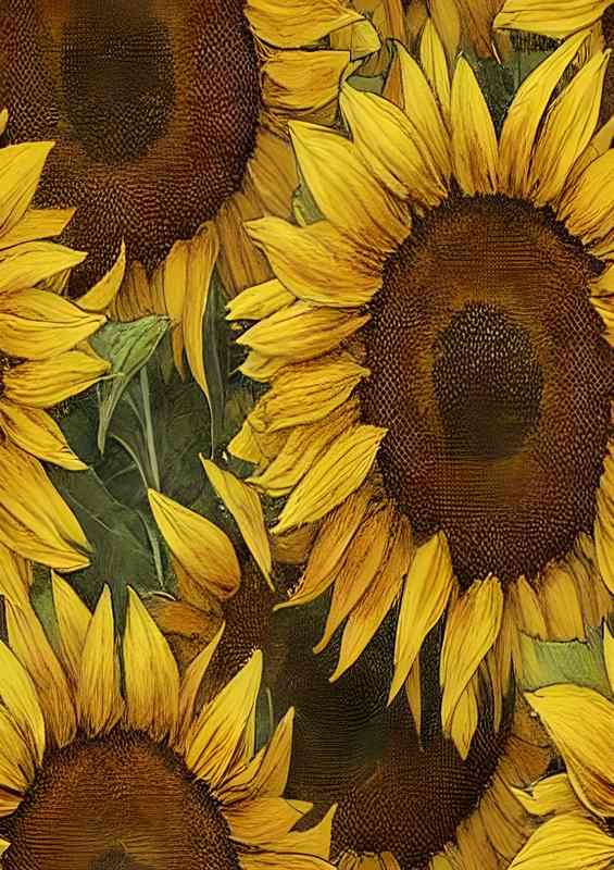 Aquarell Sunflowers Muted Colors | Metal Poster