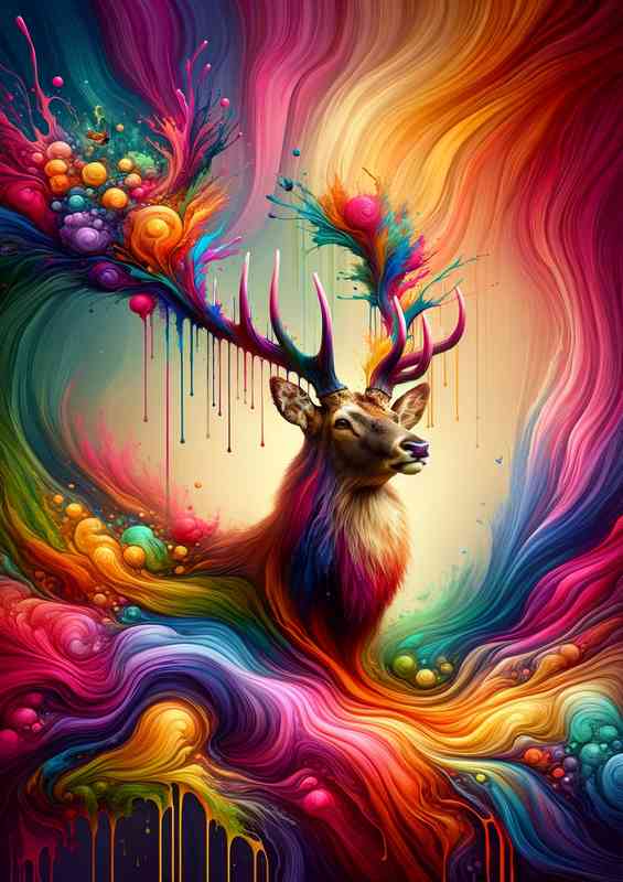 Regal deer with antlers that bloom | Metal Poster