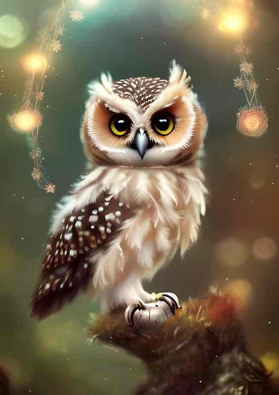 Cute Adorable Baby Owl Nursery | Metal Poster