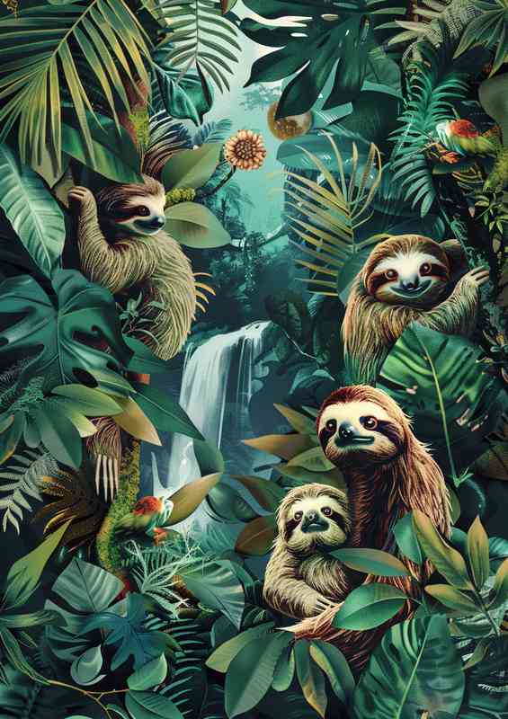 Sloth made of various jungle_elements | Metal Poster