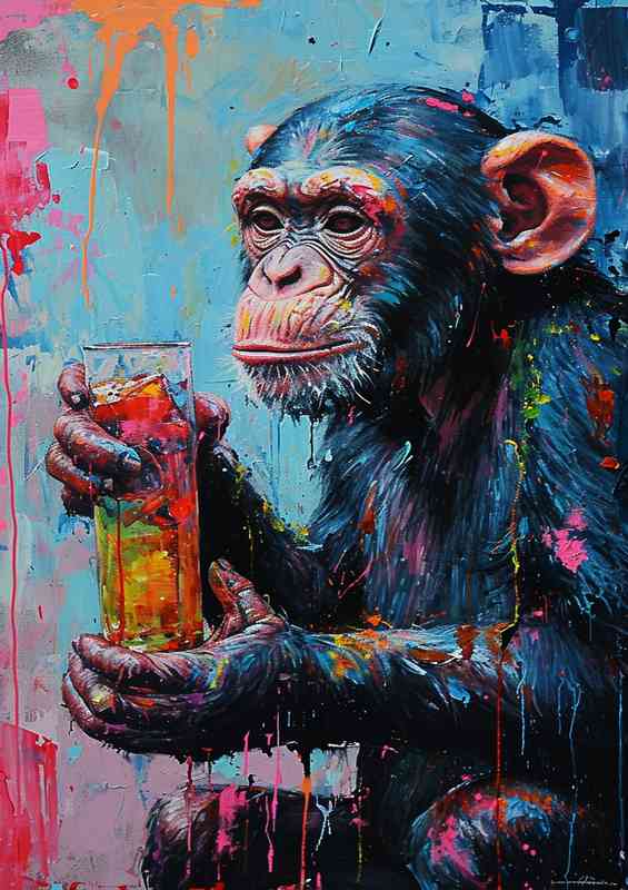 Street monkey painted style | Metal Poster