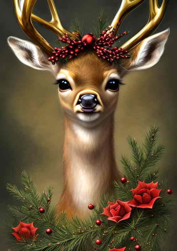Cute Fawn Deer Big Eyes | Metal Poster