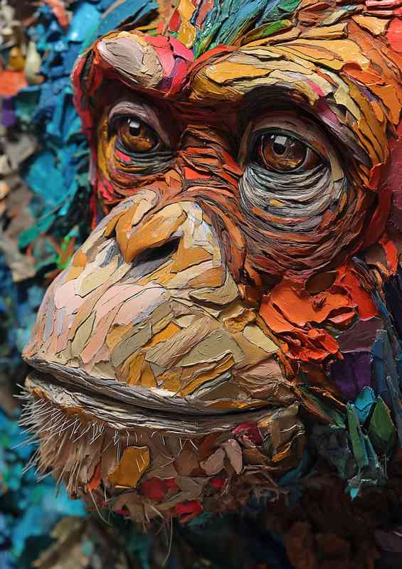 Texture a vibrant portrait of a monkey | Metal Poster