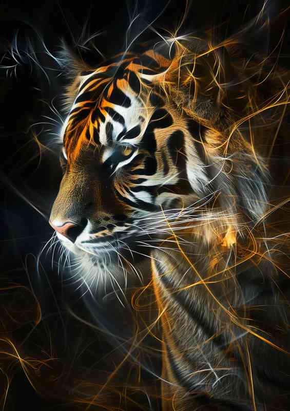 Tiger in an abstract design | Metal Poster