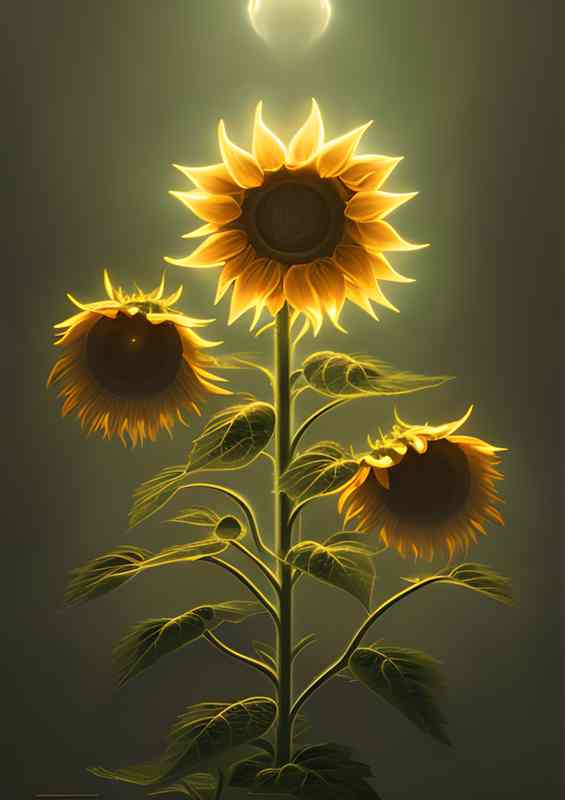 Glow In The Dark Sunflower | Metal Poster