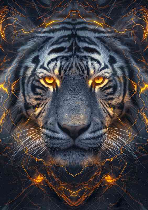 Tigers face with golden eyes | Metal Poster