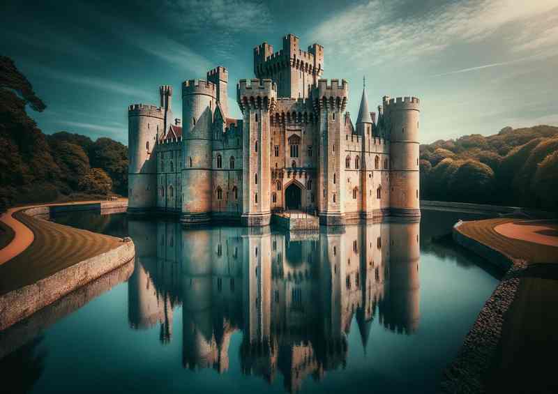 Bodiam Castle Metal Poster | Medieval Beauty Reflecting