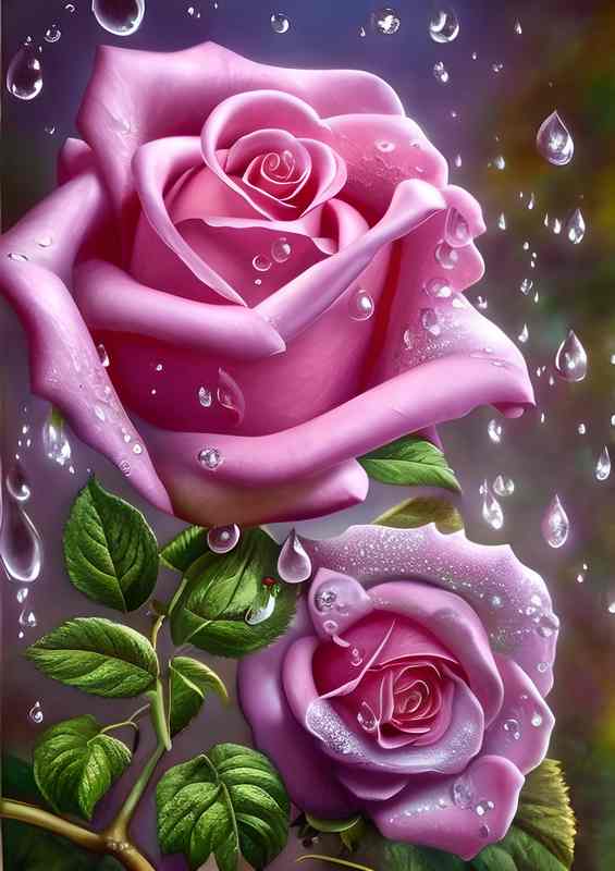 Insanely Detailed Fantasy Whimsical Rose Flower | Metal Poster
