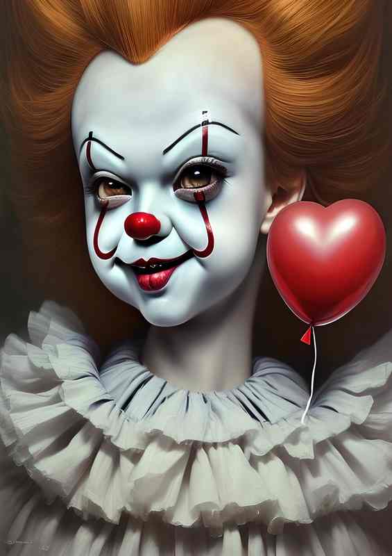 Pennywise With Love Heart Ballon | Metal Poster