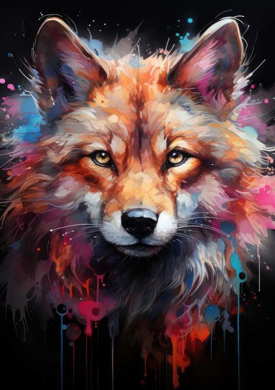 colourful fox face | Metal Poster