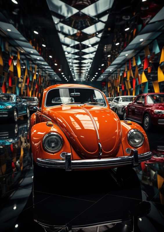 Bright orange beetle at the show | Metal Poster