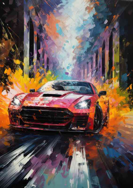Fast and furious style painted street car | Metal Poster