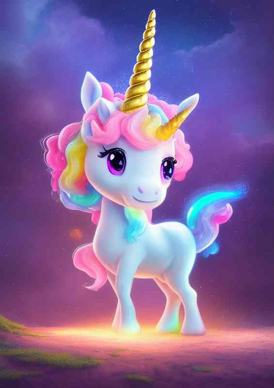 Unicorn With Candy And Sparkles | Metal Poster